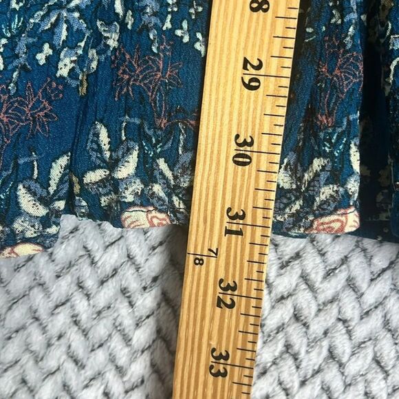Altar'd State Boho Teal Blue Green Floral Paisley Mini Dress Size S Bell Sleeves - Picture 8 of 8
